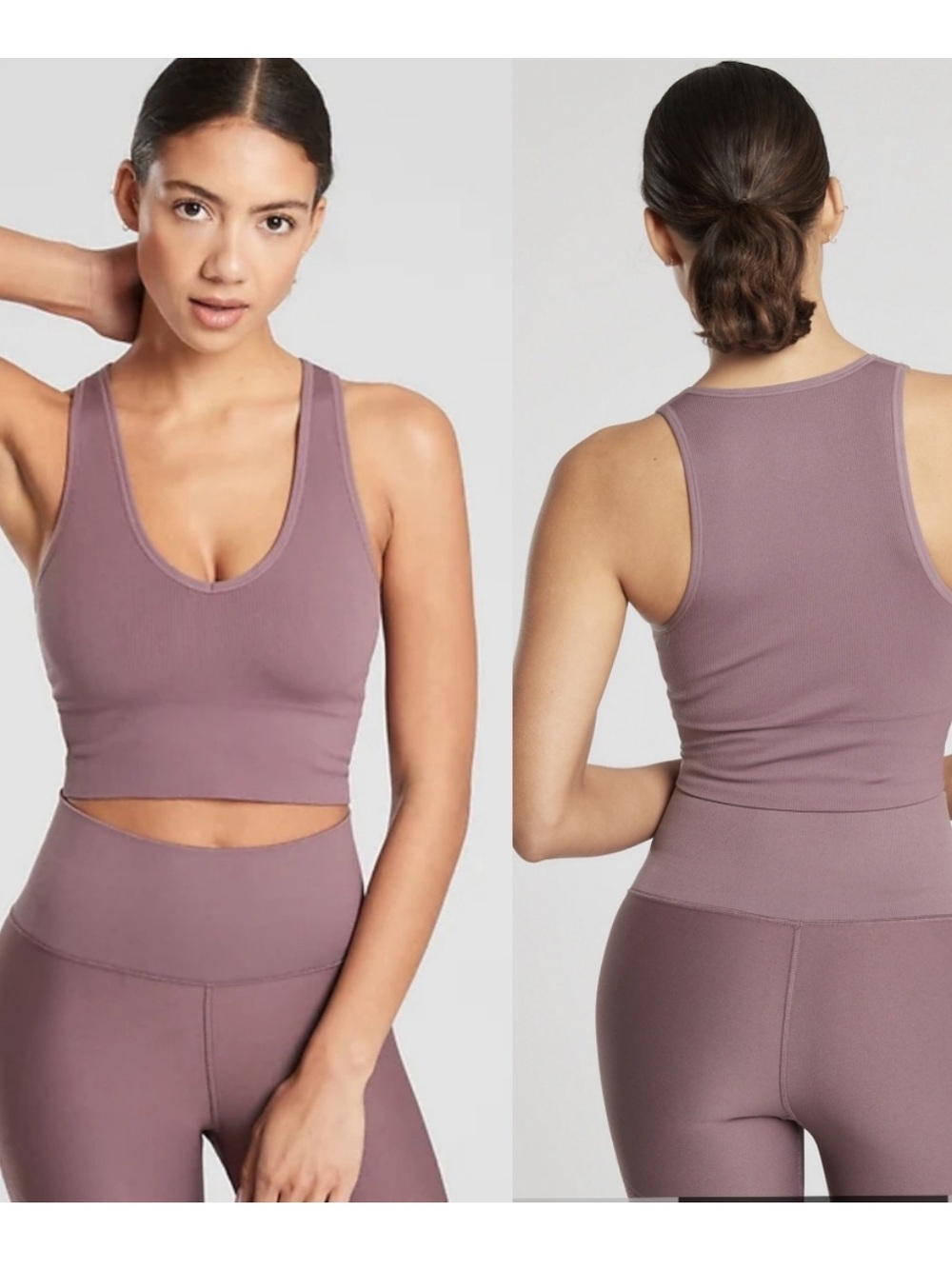 Athleta Aurora Seamless Crop Rib Tank in Volcanic Violet || size small